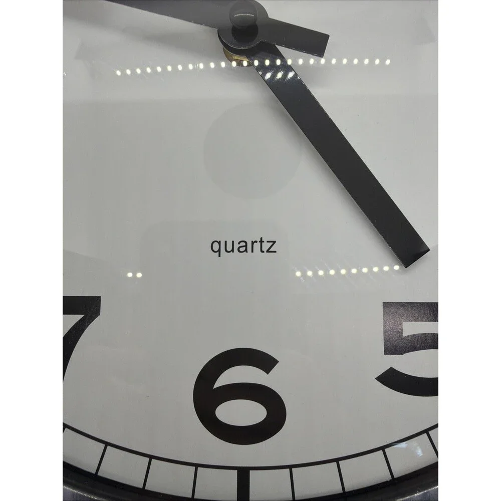 IKEA PUGG Wall Clock 32cm White Silver Quartz Silent Movement Round Modern